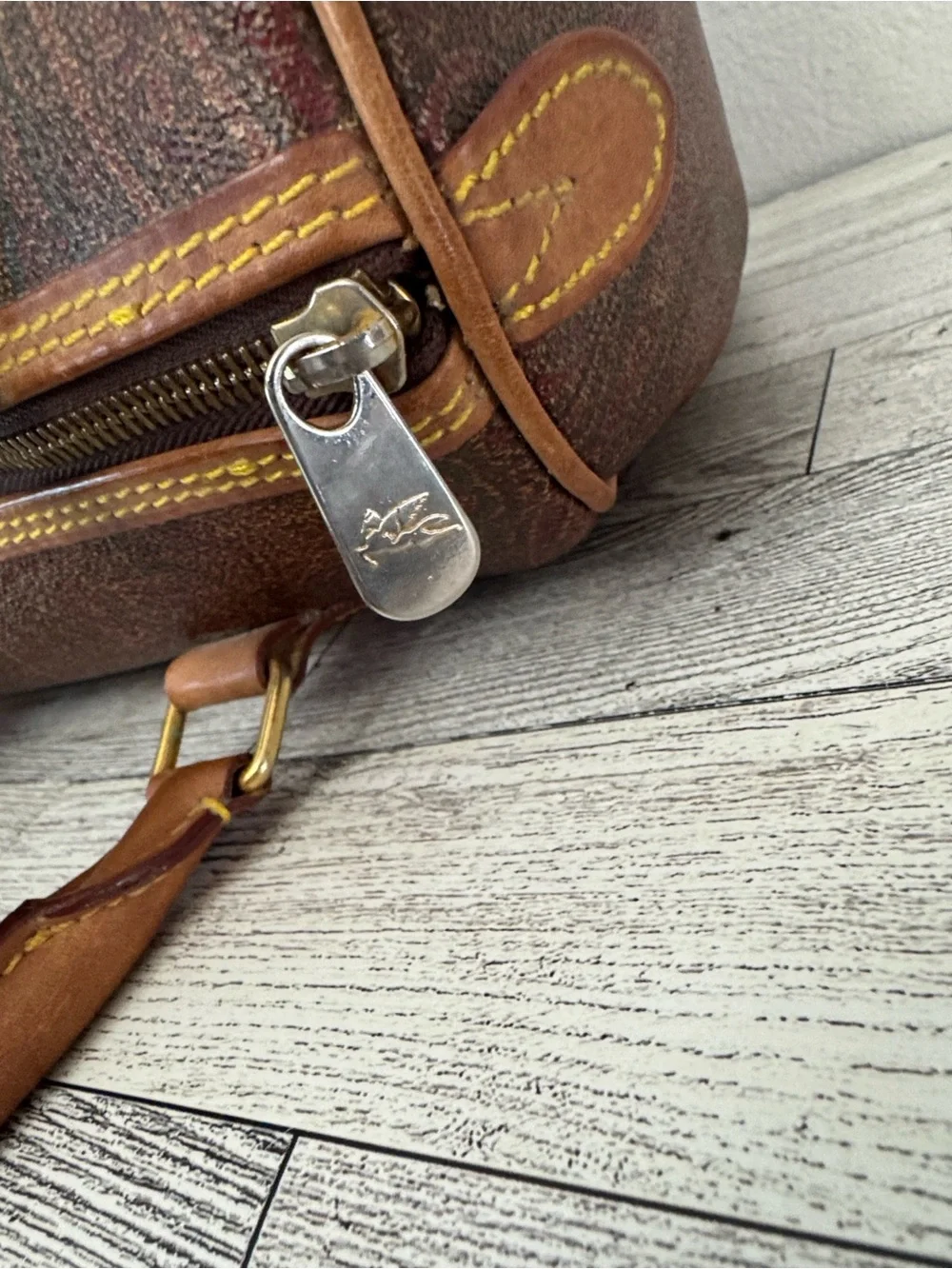 Etro Milano Classic Paisley Satchel with Tan Leather Handles